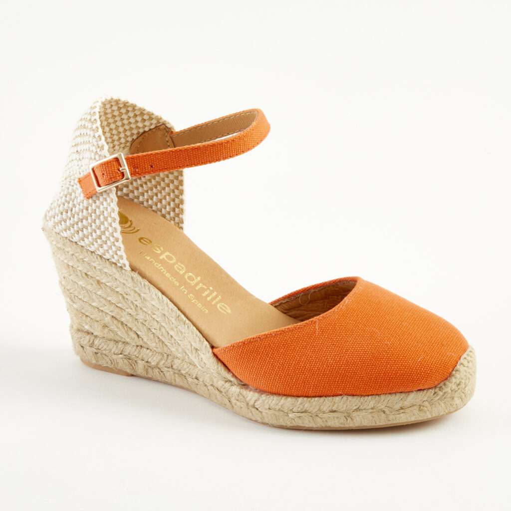Orange Canvas Ankle Strap Espadrilles High Wedge espadrille.co .uk  1