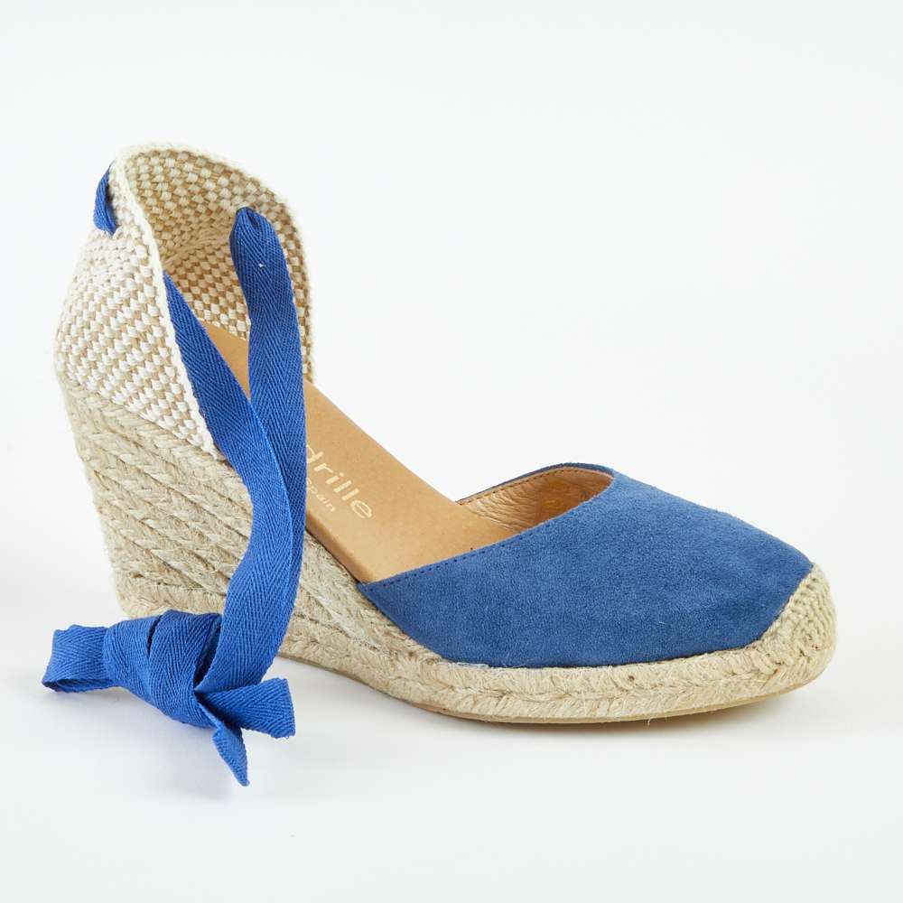 Azure Blue Lace Up Espadrilles High Wedge espadrille.co .uk