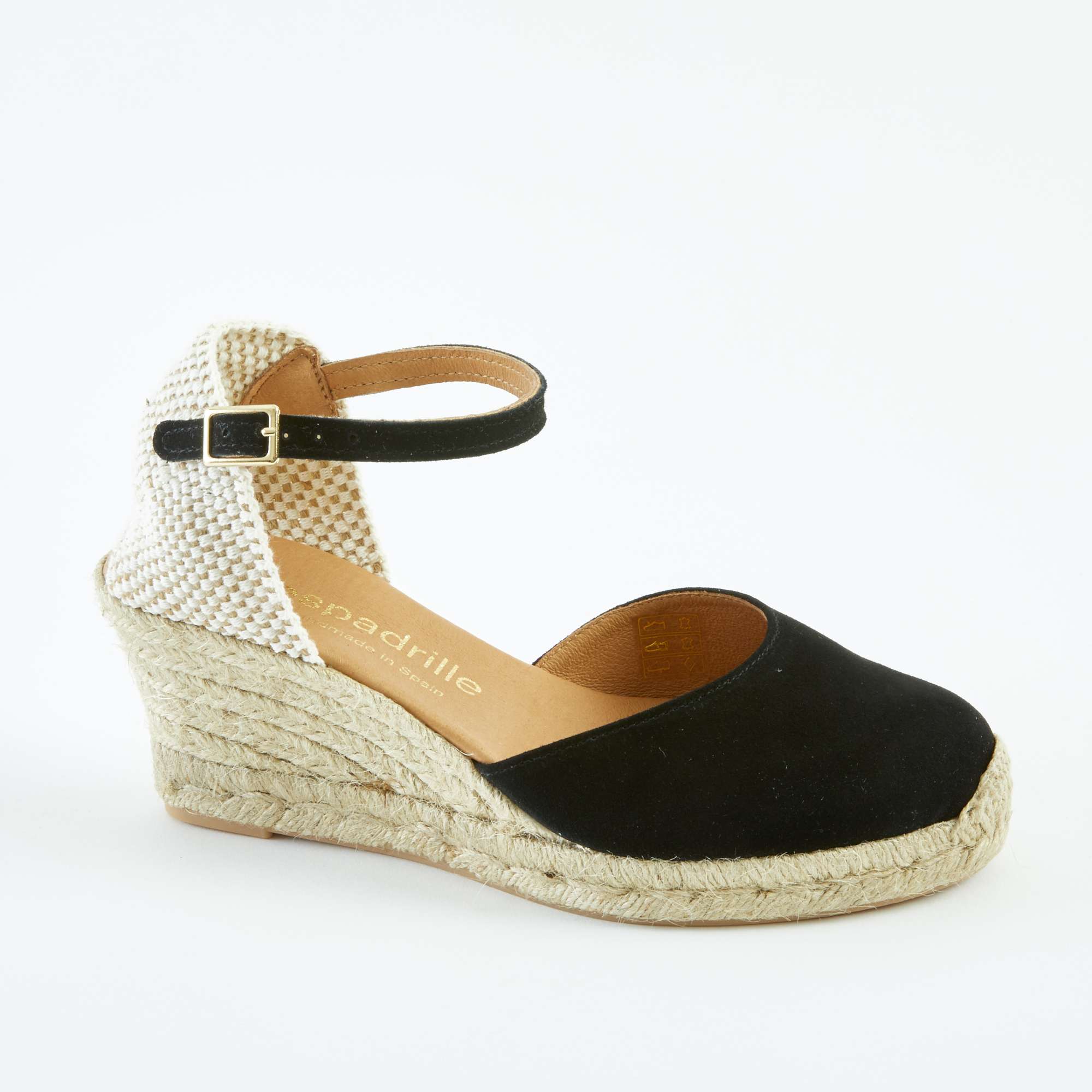 Black Suede Espadrilles Mid Wedge espadrille.co .uk
