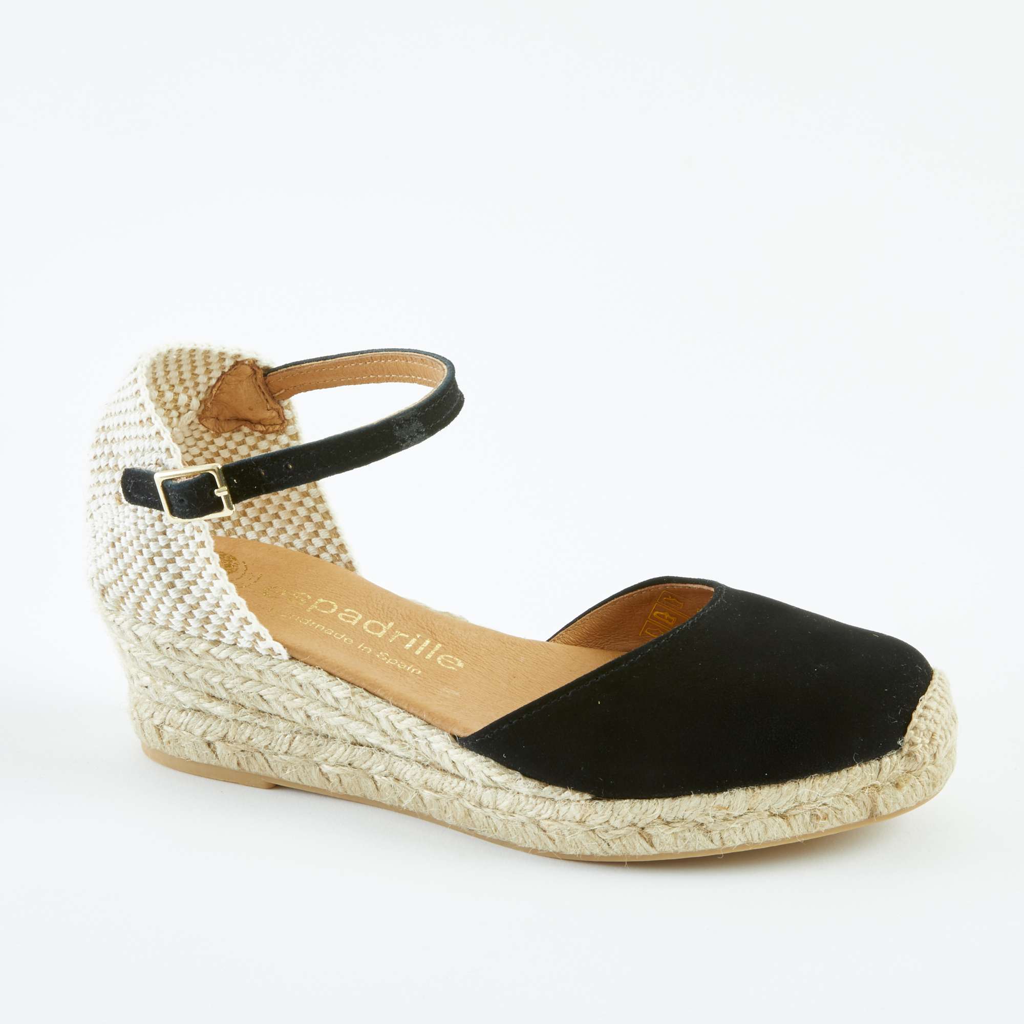 Black Suede Wedge Espadrilles Low Wedge espadrille.co .uk