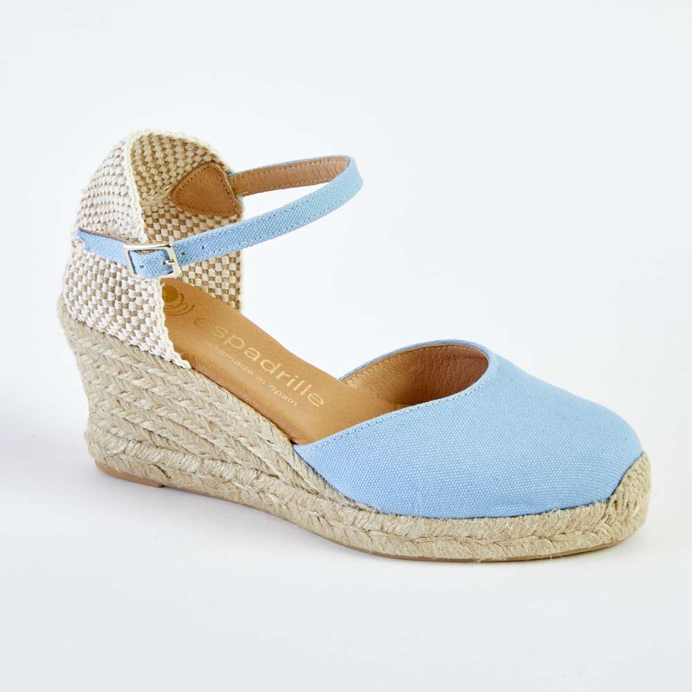 Blue Pastel Canvas Wedge Espadrilles Mid Wedge espadrille.co .uk  2