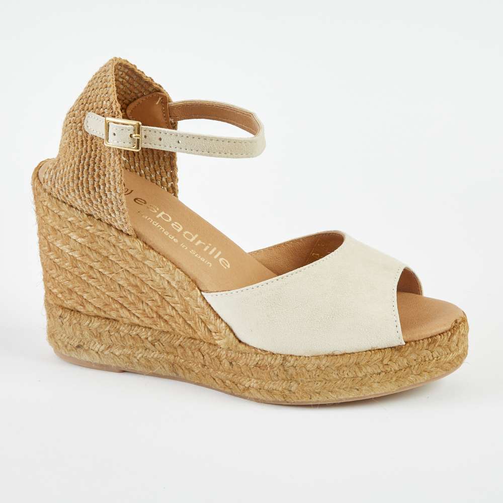 Cream Open Toe Chunky Espadrille Wedges High Wedge espadrille.co .uk