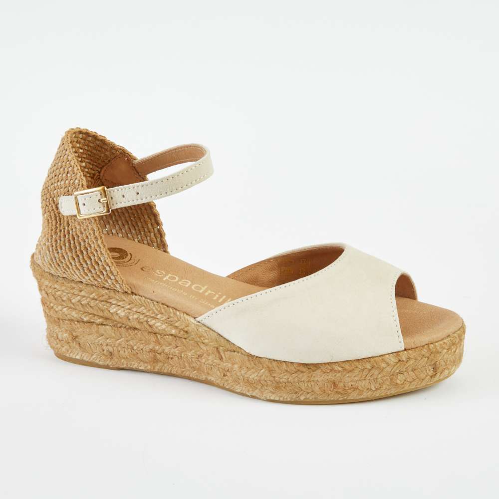 Cream Open Toe Chunky Espadrille Wedges Low Wedge espadrille.co .uk