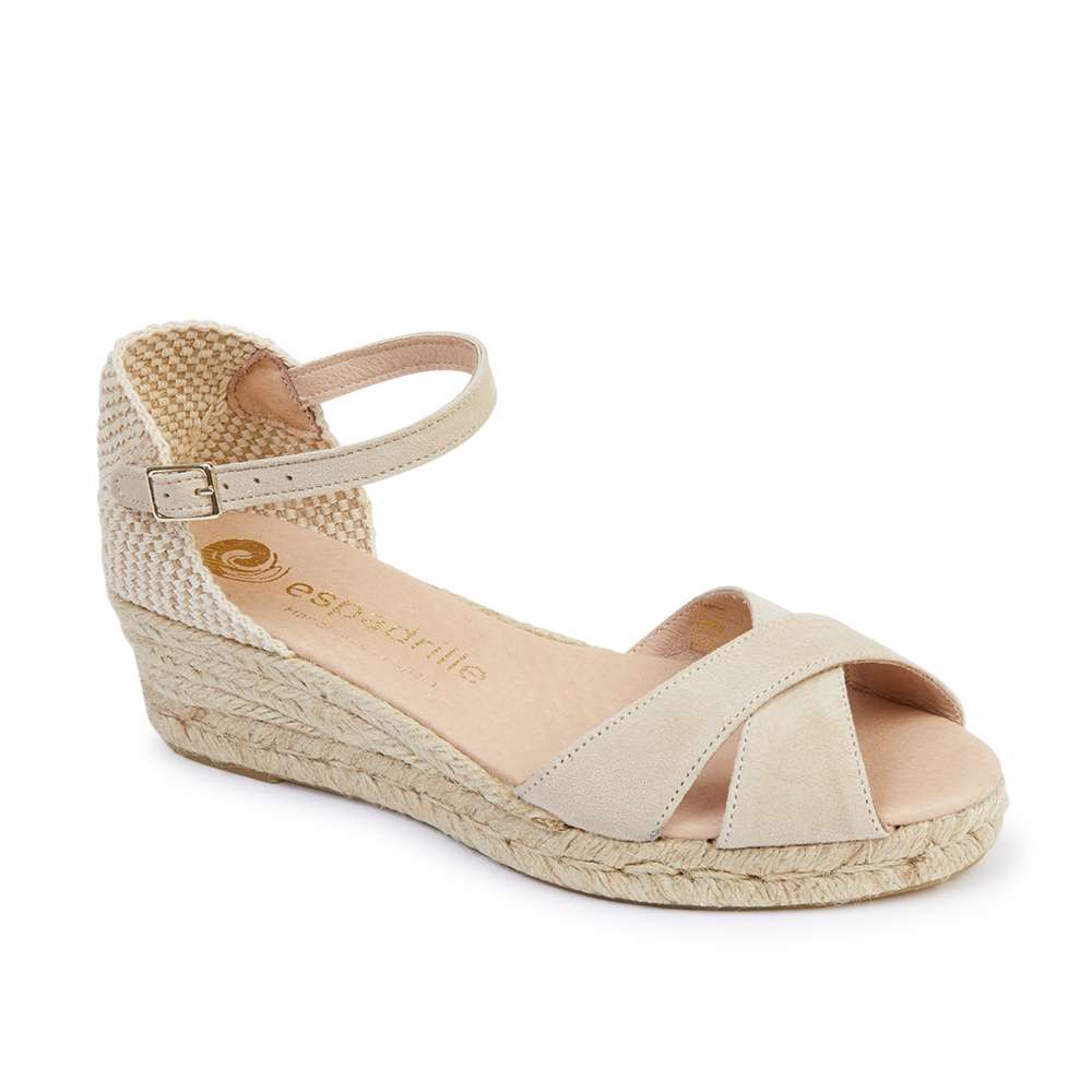 Cream20Open20Toe20Cross Over20Wedge20Espadrilles20 20Low20Wedge espadrille.co .uk