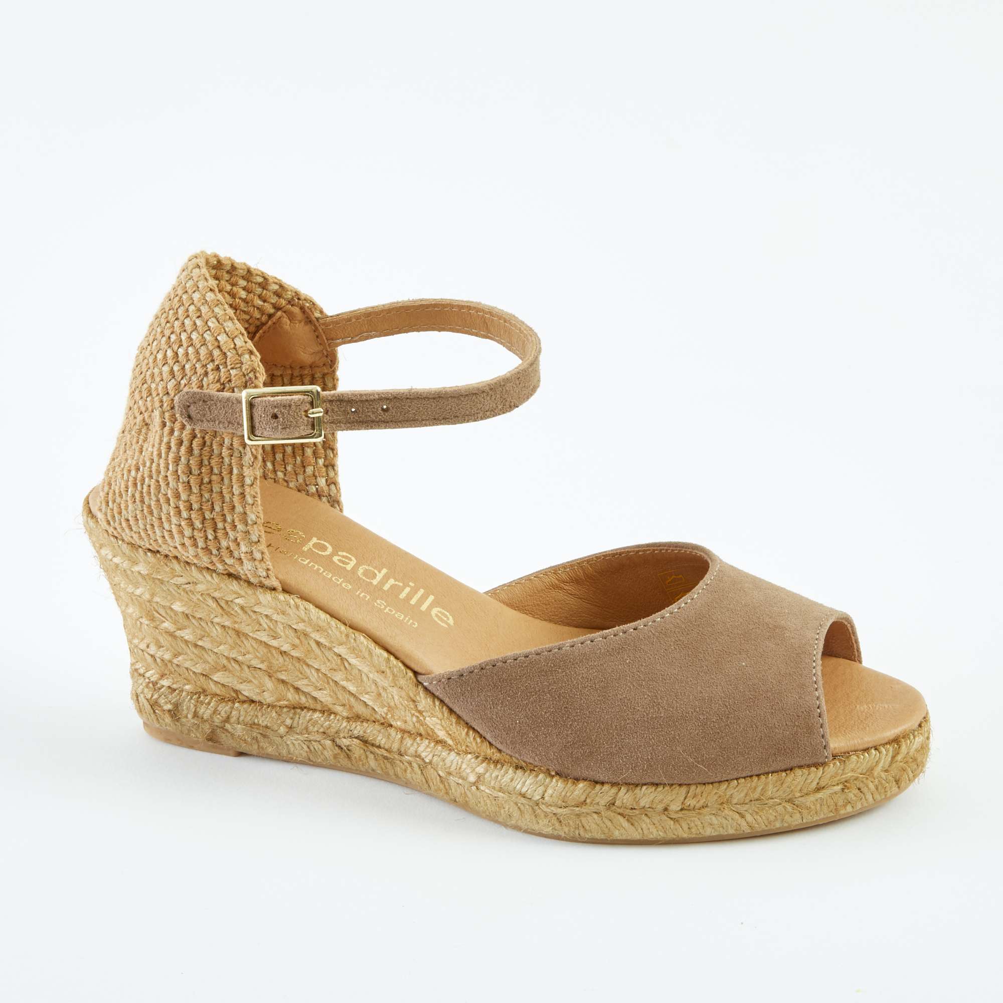 Dark Taupe Open Toe Espadrille Wedges Mid Wedge espadrille.co .uk