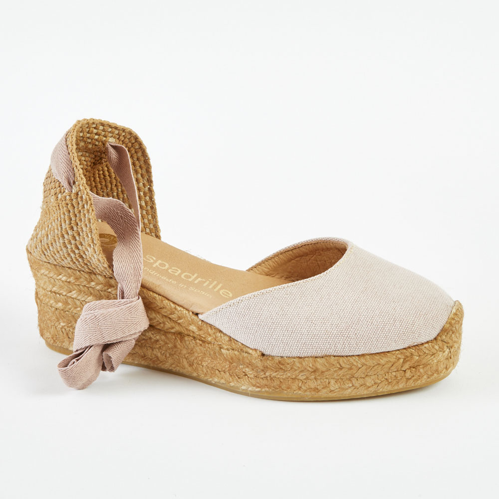 0003 Sandwashed Rose Chunky Lace Up Wedges Low Wedge espadrille.co .uk
